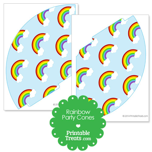 printable rainbow party cones