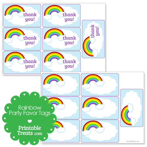 printable rainbow party favor tags printable treats com