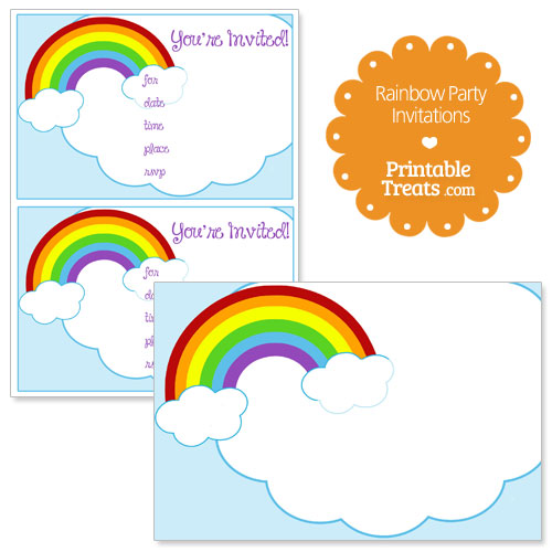 printable rainbow party invitations