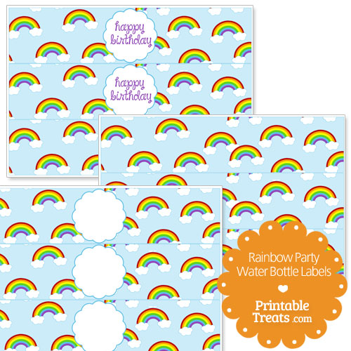 printable rainbow water bottle labels