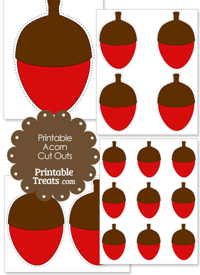 Printable Red Acorn Cut Outs from PrintableTreats.com