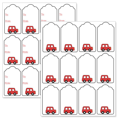printable red car gift tags