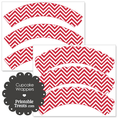 printable red chevron cupcake wrappers