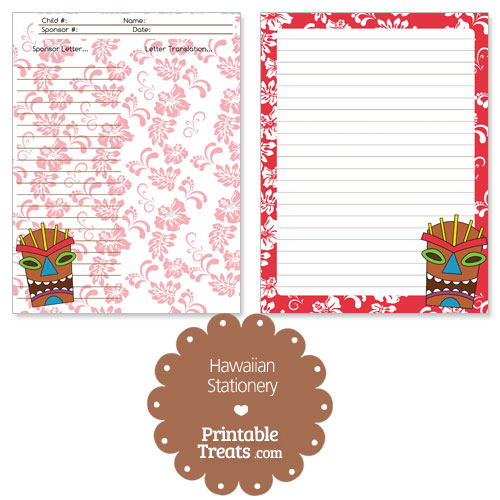 printable red Hawaiian stationery