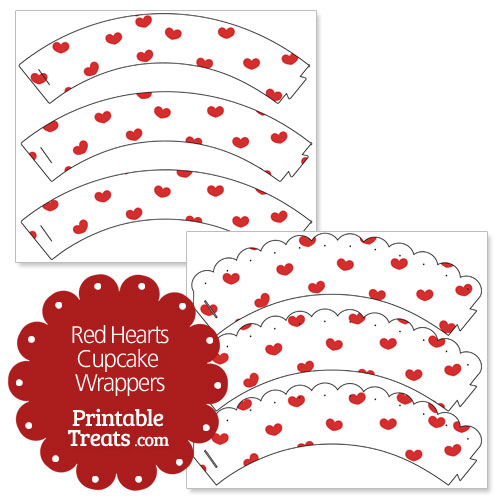 printable red hearts cupcake wrappers