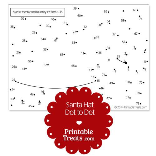 free printable santa hat dot to dot