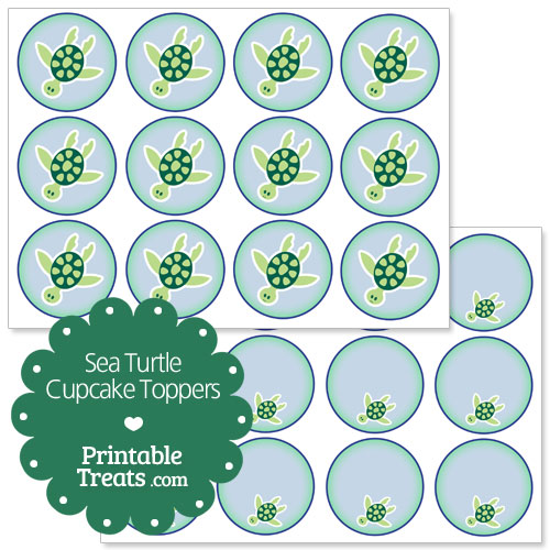 printable sea turtle cupcake toppers