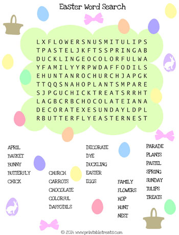 printable spring easter word search