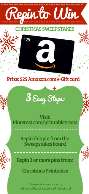 Printable Treats 2014 Christmas Sweepstakes Repin to Win from PrintableTreats.com