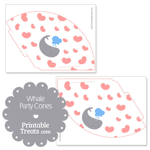 printable whale party cones in pink