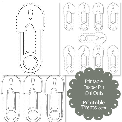 printable white diaper pin cut outs