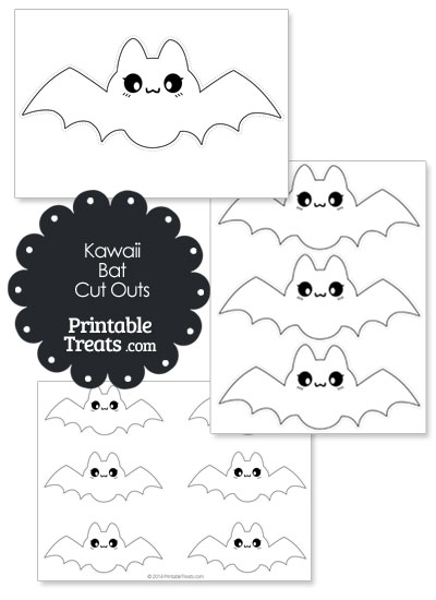 Printable White Kawaii Bat Cut Outs from PrintableTreats.com