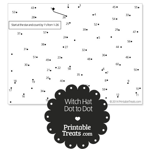 free printable witch hat dot to dot