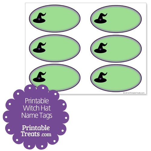 printable witch hat name tags