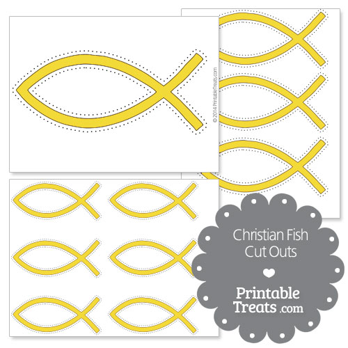 printable yellow Christian fish cut outs