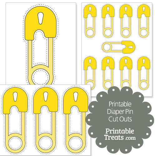 printable yellow diaper pin cut outs