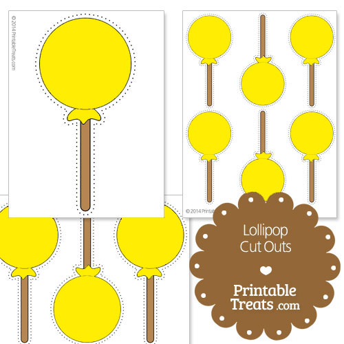 printable yellow lollipop cut outs