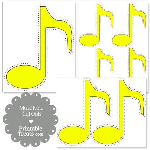 printable yellow music note cut outs