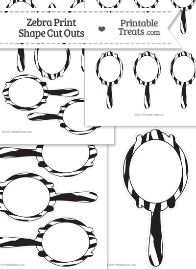 Printable Zebra Print Fancy Hand Mirror Cut Outs from PrintableTreats.com