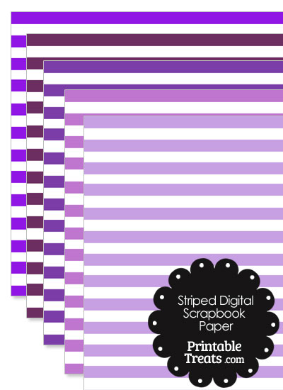 Purple and White Striped Digital Scrapbook Paper from PrintableTreats.com