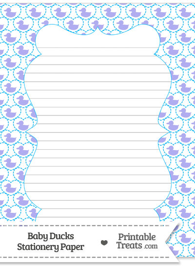 Purple Baby Ducks Stationery Paper from PrintableTreats.com