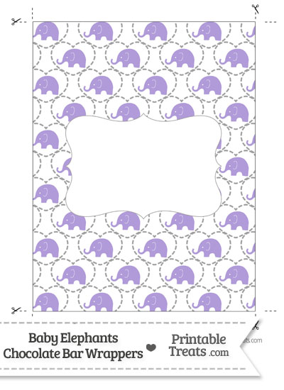 Purple Baby Elephants Chocolate Bar Wrappers from PrintableTreats.com
