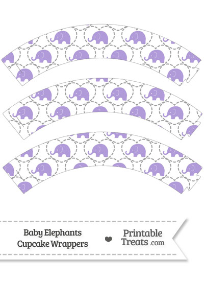 Purple Baby Elephants Cupcake Wrappers from PrintableTreats.com