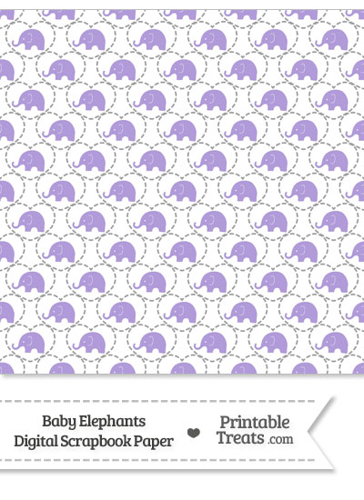Purple Baby Elephants Digital Scrapbook Paper from PrintableTreats.com