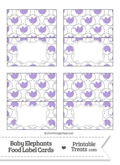 Purple Baby Elephants Food Labels from PrintableTreats.com