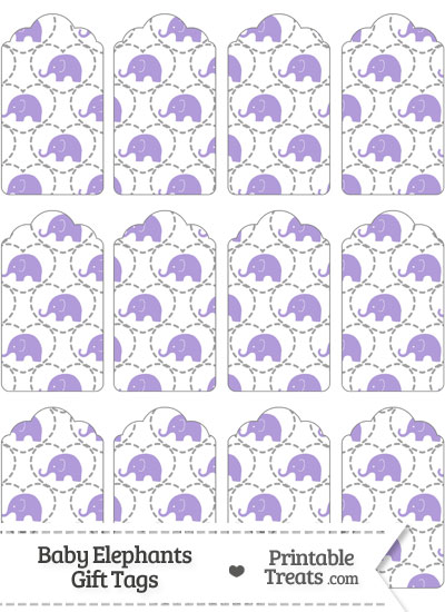 Purple Baby Elephants Gift Tags from PrintableTreats.com