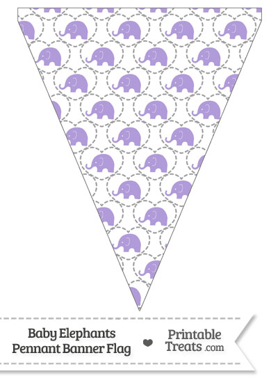 Purple Baby Elephants Pennant Banner Flag from PrintableTreats.com