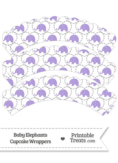 Purple Baby Elephants Scalloped Cupcake Wrappers from PrintableTreats.com
