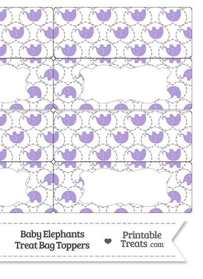 Purple Baby Elephants Treat Bag Toppers from PrintableTreats.com