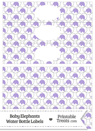 Purple Baby Elephants Water Bottle Wrappers from PrintableTreats.com