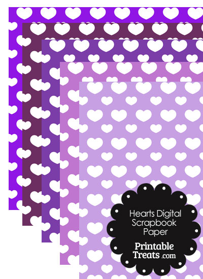 Purple Background Heart Digital Scrapbook Paper from PrintableTreats.com