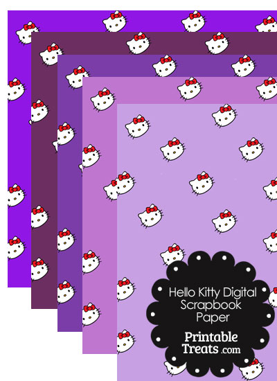 Purple Background Hello Kitty Digital Scrapbook Paper from PrintableTreats.com