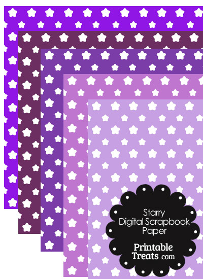 Purple Background Star Digital Scrapbook Paper from PrintableTreats.com