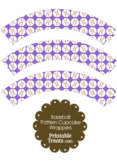 Purple Baseball Pattern Cupcake Wrappers from PrintableTreats.com