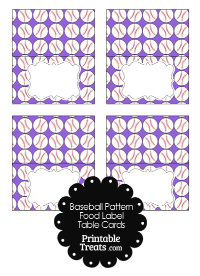 Purple Baseball Pattern Food Labels from PrintableTreats.com