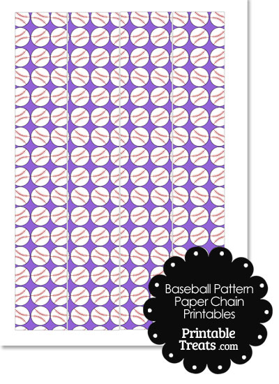 Purple Baseball Pattern Paper Chains from PrintableTreats.com