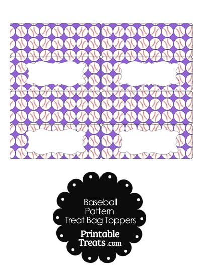 Purple Baseball Pattern Treat Bag Toppers from PrintableTreats.com