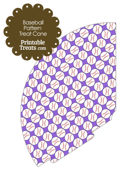 Purple Baseball Pattern Treat Cone from PrintableTreats.com