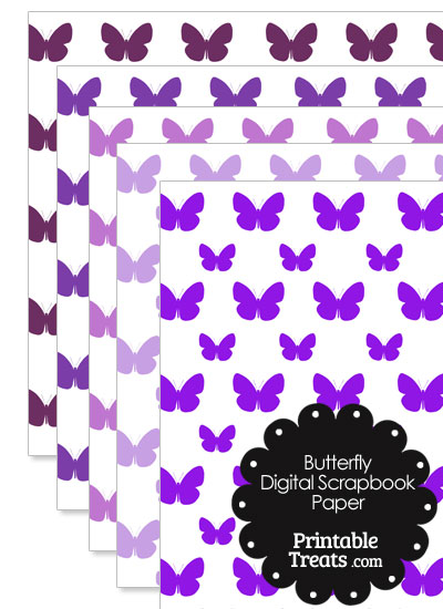 Purple Butterfly Digital Scrapbook Paper from PrintableTreats.com