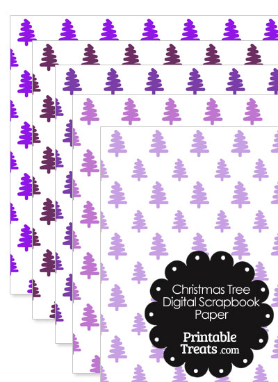 Purple Christmas Tree Digital Scrapbook Paper from PrintableTreats.com