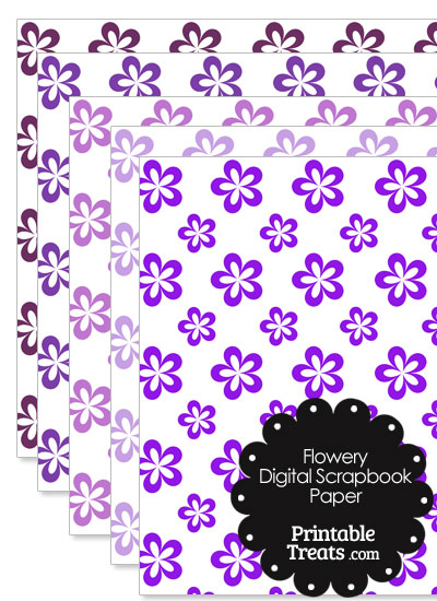 Purple Flower Digital Scrapbook Paper from PrintableTreats.com