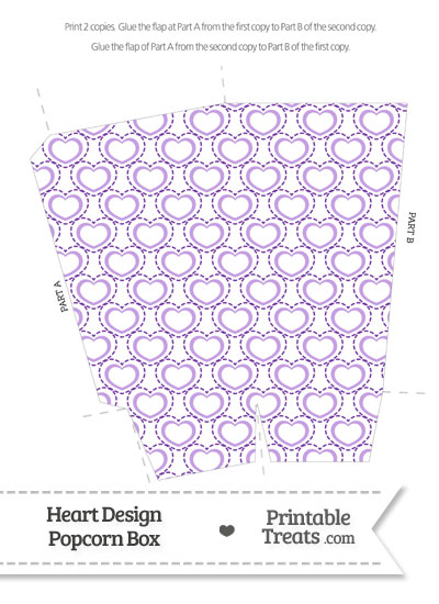 Purple Heart Design Popcorn Box from PrintableTreats.com