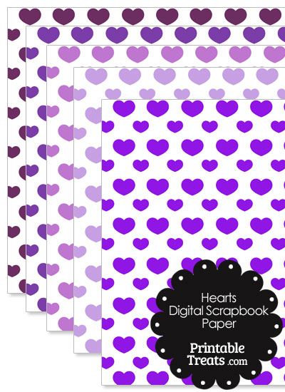 Purple Hearts Digital Scrapbook Paper from PrintableTreats.com