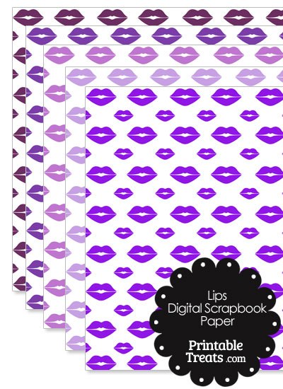 Purple Lips Digital Scrapbook Paper from PrintableTreats.com
