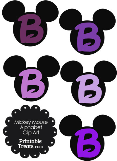 Purple Mickey Mouse Head Letter B Clipart from PrintableTreats.com