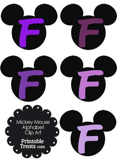 Purple Mickey Mouse Head Letter F Clipart from PrintableTreats.com